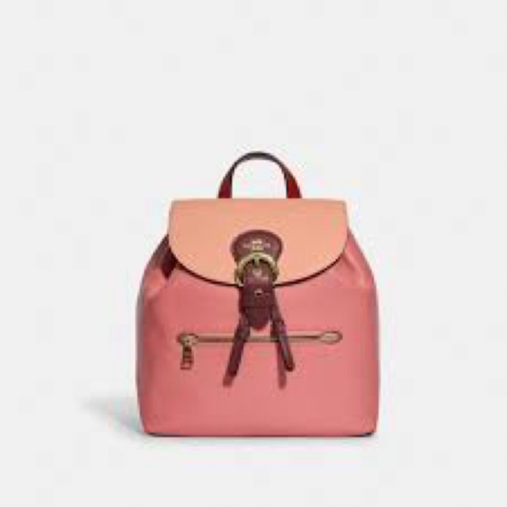 Coach Cleo Colorblock Pebble Leather Backpack - New